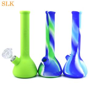 Smoke shop wholesale mini beaker water pipes hookah non fading silicone bongs glass oil burner water bubbler with glass accessories 420