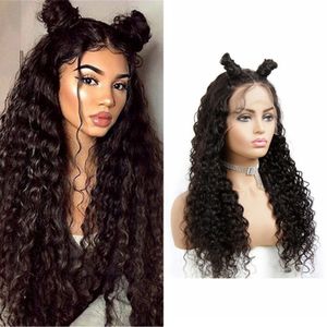 Wholesale color human hair wigs for sale - Group buy Peruvian Water Wave Human Hair Wigs x4 Lace Front Wig Natural Color Wet and Wavy Wigs for Women