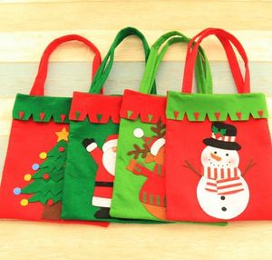 Gift Wrap Christmas Bag Xmas Sweet Treat Candy Handväska Personlig Santa Snowman Elk Tree Bags Holday Party Store Decor1