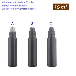 Glass Essential Oil Roller Bottles 10ml with Stainless Steel Stone Balls For Aromatherapy Perfumes Lip Balms And Metal Lids