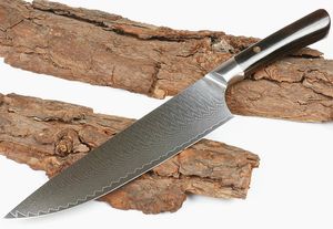 13 inç Mutfak Bıçağı Şam Çelik Bıçak Tam Tang Abanoz Kolu Sabit Bıçak Bıçaklar Perakende Kutusu ile