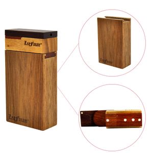 Leafman Wood Dugout One Hitter Set Rökning Rör Set inkluderar Wood Dugout Case Ceramic One Hitter Metal Stick Tobacco Smoking Kit