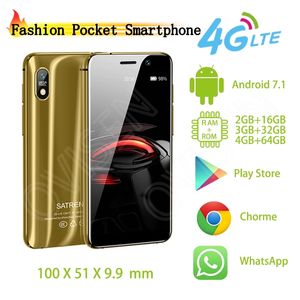 Super Mini Pocket Dual 4G-LTE Smartphone Android Satrend S11 Quad Core Cellulare ultra sottile Google Play Store Telefono cellulare Dual Sim Card