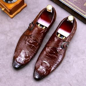 Novo crocodilo de inverno de inverno artesanal masculino de couro britânico vestido de negócios mais sapatos formais de tamanho