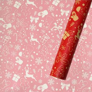 Wholesale wrapping paper bows for sale - Group buy Christmas gift wrapping paper European retro cowhide party gift paper old man snowman snowflake Christmas tree red black bow rectangle