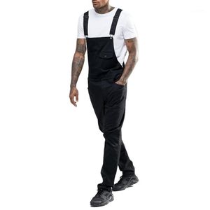 Mäns byxor 2021 Män Mäns Casual Bib Overaller Solid Color Jumpsuit Jeans Suspender S-3XL1