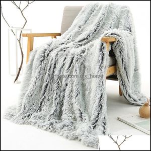 Blankets Home Textiles & Garden Sier Grey Red Coffee Wolf Faux Fur Throw Blanket Sofa Chair Bed Bedding Super Soft 100% Polyester Plush Fibe