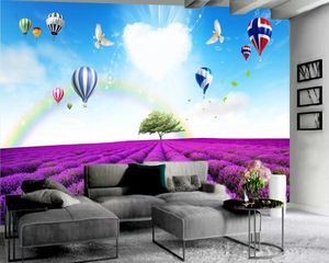 Romantische lila Blumen 3D Wallpaper Indoor TV Hintergrund Wanddekoration 3D Wandpapier für Wohnzimmer benutzerdefiniertes Foto