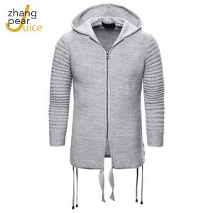Men s Sweaters Grey Cardigans Men Hooded Sweater Long Sleeve Mens Solid Tops Fit Knitting Casual Style Clothing Streetwear