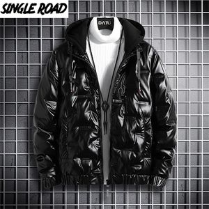 Singleroad mens inverno para baixo jaqueta masculino quente casaco à prova de vento casaco casaco masculino hip hop streetwear jaqueta preta para homens estilo 201225