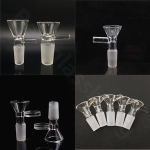 DHL 14mm 18mm Männliche Glasschüsselstücke Shisha 3 Stile Griff Runder Trichter Joint Filter Adapter Rauchrohr für Wasserbong Dab Rigs