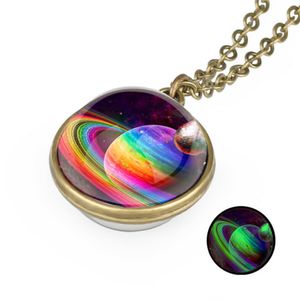 Glow in the dark Universe necklace Sky Glass ball pendant necklaces for women Girls fashion jewelry will and sandy gift