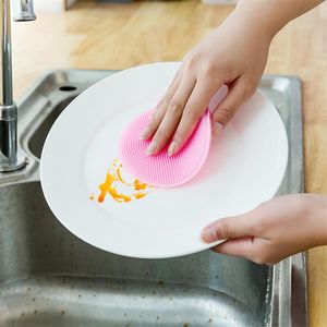 Kitchen Accessories Silicone Dish Washing Brush Bowl Pot Pan Wash Cleaning Brushes Cooking Tool Cleaner Sponge Scouring Pads