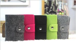 300pcs 24 Position Felt Business Credit ID Card Holder Bags Leather Strap Buckle Bank Solid Color Holder