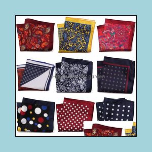 Näsdukar Modeaccessoarer 23x23 Cm Mans Pocket Square Hanky Printing Polka Dot Floral Chest Handduk Big Size Näsduk för Herr Sui