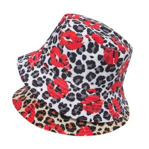 New Fashion White Mens Bob Gorras Panama Lips Leopard Print Cappelli a secchiello per le donne Cappellini da sole Primavera Estate G220311