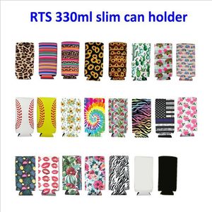 Slim Can Titular Neoprene Beverage Beer Cooler Garrafa de cerveja Isoladores de manga Capas de manga Capa Cacty Leopard 23 Designs YG30