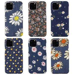 Wholesale iphone printing resale online - Hard PC Denim Jean Fabric Cases Flower Chrysanthemum Printing Floral Back Cover For iPhone Pro Max XR XS Plus Samsung S21 S22 Ultra A13 A32 A72 A52 A12 A03S A02S