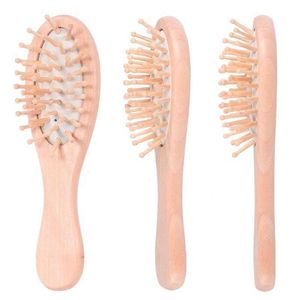 Setole di bambù Districante Spazzola per capelli in legno Spazzola per capelli ovale bagnata o asciutta 16 * 4,5 * 3 cm per donna Uomo