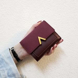 Hot Sale Designer new V Korean wallet female short paragraph wild student wallet, lady card bag, three fold coin purse wallet trend