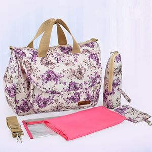 Novo Multifuncional Fralda Sacos Mãe Saco de Alta Qualidade Maternidade Mamãe Bolsas De Fralda Estilo Flor Mãe Bolsa Baby Stroller Bag LJ201013