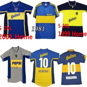 Retro Maradona Soccer Jersey 97 98 99 00 01 02 03 04 05 Roman Palermo Riquelme Tevez Klasyczna koszula piłkarska