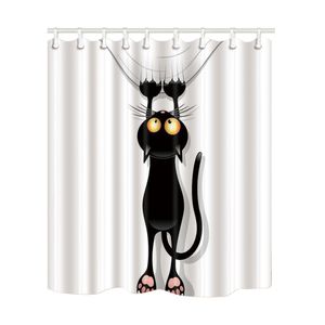 Kot kąpielowy zasłona prysznicowa śmieszne gwiazda przestrzeń wodoodporny kot prysznic zasłony Łazienka kurtyny tkaniny Łazienki do łazienki T200711