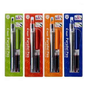 Fountain Pens Pilot Parallel 1.5/2.4/3.8/6.0mm Tips Calligraphy Pen Ink 12 Colors Gothic Flower Font Art Supplies 1 Set1