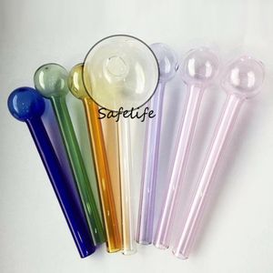 Queimador de óleo de vidro transparente colorido transparente de 4 polegadas e 6 polegadas Queimador de óleo Tubo de vidro de queima de óleo Tubos de água de vidro