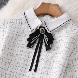 Runway Designers Fashion Swind Down Collar Bowknot Plaid Tweed Woolen Klänning Höst Vinter Kvinna Kläder Casual Vestidos 201204