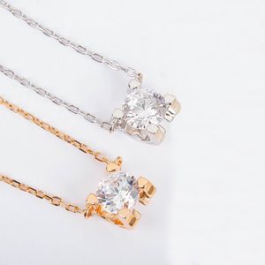 S925 prata charme pingente colar com um diamante em duas cores chapeadas para mulheres presente de jóias de casamento tem caixa selo ps7353