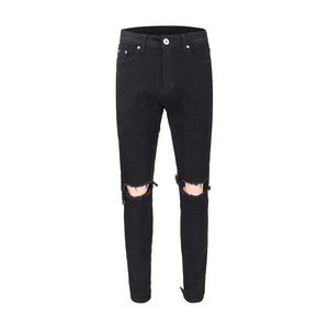 Men's Jeans High street knife cut and ground hole bound jeans