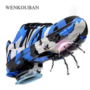 Camouflage Toe Men Breathable Work Shoes for Man Steel Puncture Proof Construction Safety Boots Y200915