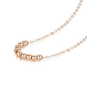 NYMPH Real 18K Gold Pendant Necklace Solid AU750 Chain Sliding Ball For Women Fine Jewelry N512