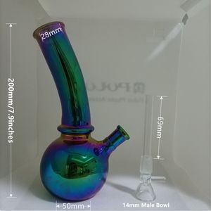 Rainbow Base Glass Water Pipe Hookah Shisha Tobacco Recycler Beaker Bong Ball med 14 mm skål