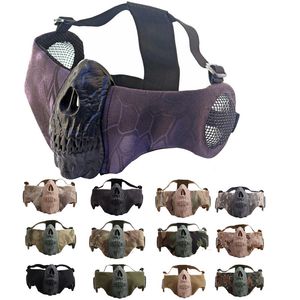 Outdoor Airsoft Shooting Tactical Skull Mask Ear Protection Gear Half Face NO03-407