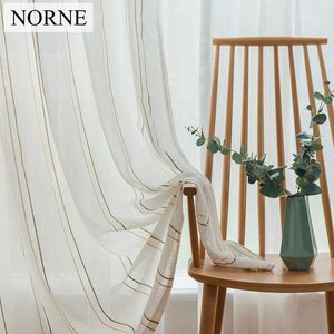 NORNE Modern Semi White striped Tulle Yarn Dyed sheer Curtain Voile Panels for Window Living Room Bedroom Curtains Draperies1
