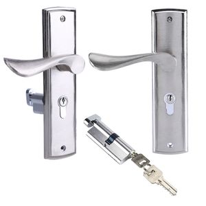 1 Set Durable Door Handle Lock Cylinder Front Back Lever Latch Home Security W Keys Dual Latch Room Door Panel Security Locks