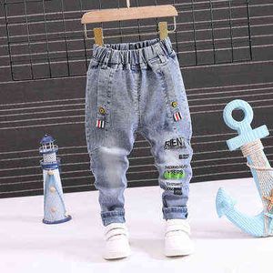 Marka Kids Cartoon Spodnie Spodnie Wiosna Jesień Moda Dzieci Baby Elastyczna Talia Bawełna Soft Denim Dżinsy dla chłopców Dzieci 12m-9Y G1220