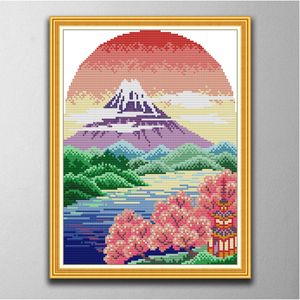 Fuji Mountain 2 Handmade Cross Stitch Craft Tools Embroidery Needlework sets counted print on canvas DMC 14CT /11CT