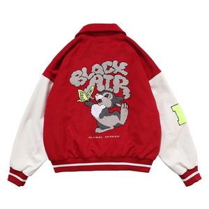 Aelfric Eden 힙합 토끼 나비 패치 워크 자켓 Mens SS 하라주쿠 컬러 블록 야구 코트 Streetwear Bomber Jacket 201218