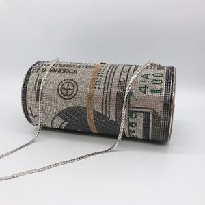 Osobista wiertarka wodna dolar Avatar bankiet Cylinder wiertniczy torba z łańcuszkiem inkrustowany diamentami cylinder do torebek damskich modne torby na ramię