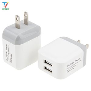 5 V 2.1A Podwójne porty USB US Plug Wall Ładowarka Adapter Double USB 2-port dla Samsung Iphone Xiaomi Smart Telefon komórkowy 50 sztuk