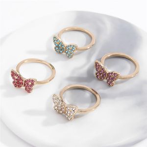 Moda européia nova borboleta anéis com strass liga animal design de dedo anel para mulheres tendência ornamentos de mão