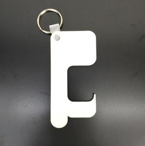 Sublimation KeyChain без касания дверной ручкой Дверная ручка для брелок Деревянные MDF DIY пустые Ключные кольца Безопасность беззаконная дверь открывающая сторона Party GGA3813-2