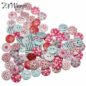 Sewing Notions & Tools DIY 80pcs/lot Circular Button Random Mix Wooden Painting Buttons Craft Scrapbook Accessories Cardmaking Home Decor To