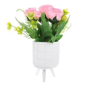 Planters & Pots 1pc Artificial Green Potted Plant Simulation Rose Flower