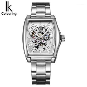 Wristwatches IK Colouring Skeleton Watch Mens Watches Top Automatic Mechanical Relogio Masculino Gift1