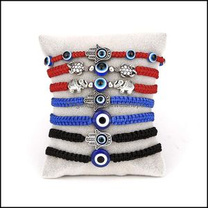 Charm Armbänder Schmuck Blue Evil Eye Geflochtene Seilketten für Frauen Männer Schildkröte Elefant Hamsa Hand Rote Schnur Armreif Mode Drop Lieferung 2