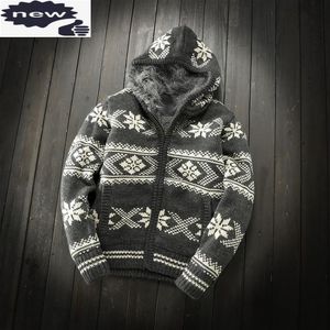 Mäns Tröjor Tjock Fleece Liner Höst Vinter Varm Mens Stickad Hooded Open Stitch Långärmad Zipper Male Cashmere Blends Coats